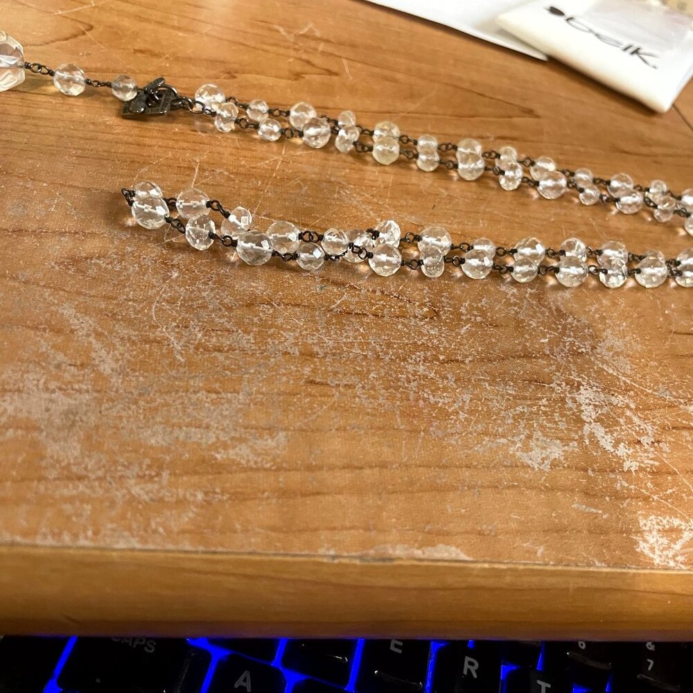 SILPADA RETIRED STERLING CLEAR GLASS BEADS LARIAT NECKLACE 35" N1503 .925 NEW
